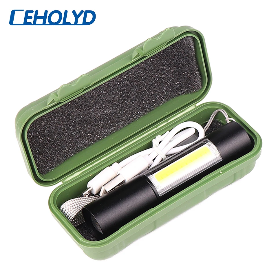 

Mini LED Flashlight Penlight 1000LM Q5 Torch Built in Battery 3 Modes Zoomable Adjustable Focus Lantern Portable Light Bulbs