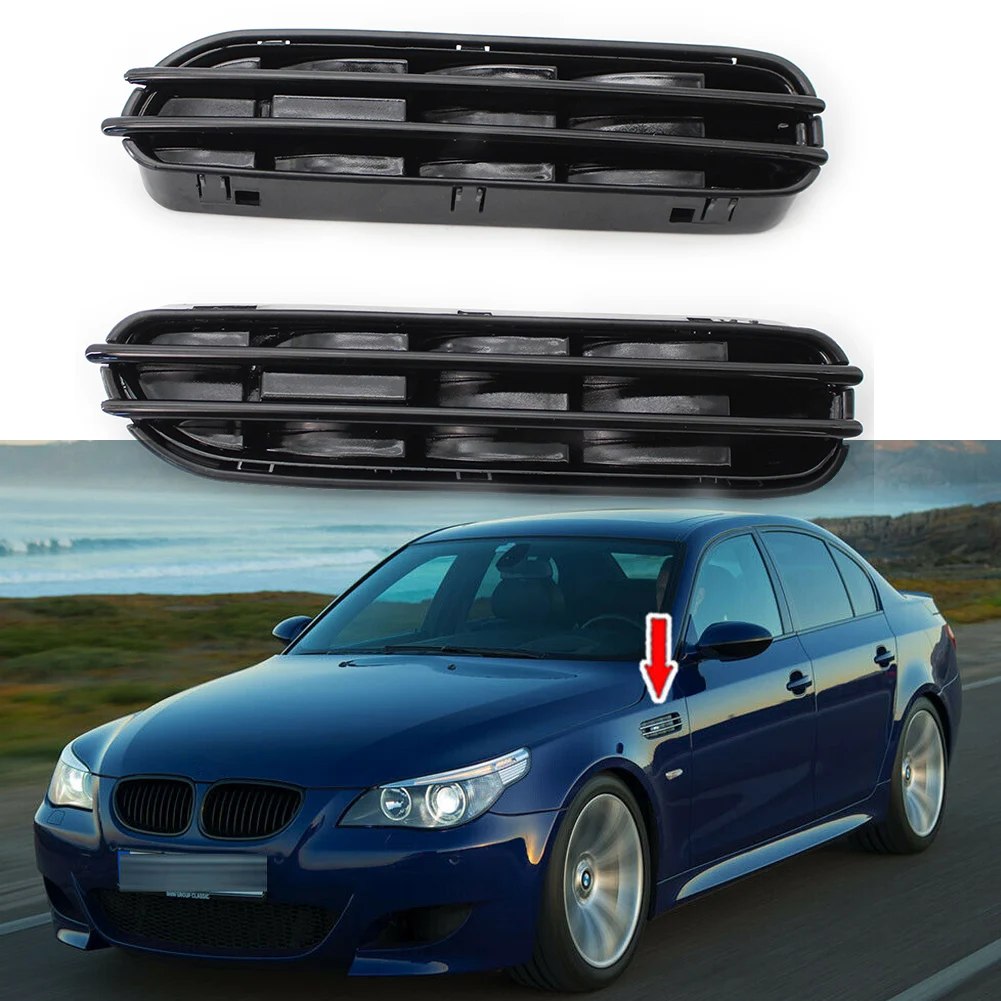 1Pair ABS Car Side Fender Air Vents Grill Bracket Mount for BMW E60 E61 E39 5 Series M5 1991-2004 2005 2006 2007 2008 2009 2010