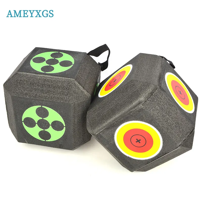 Archery Block Target 3D Cube Reusable Hunting Target Practice Green/Red for Outdoor Bow and Arrow Shooting Training Accessories