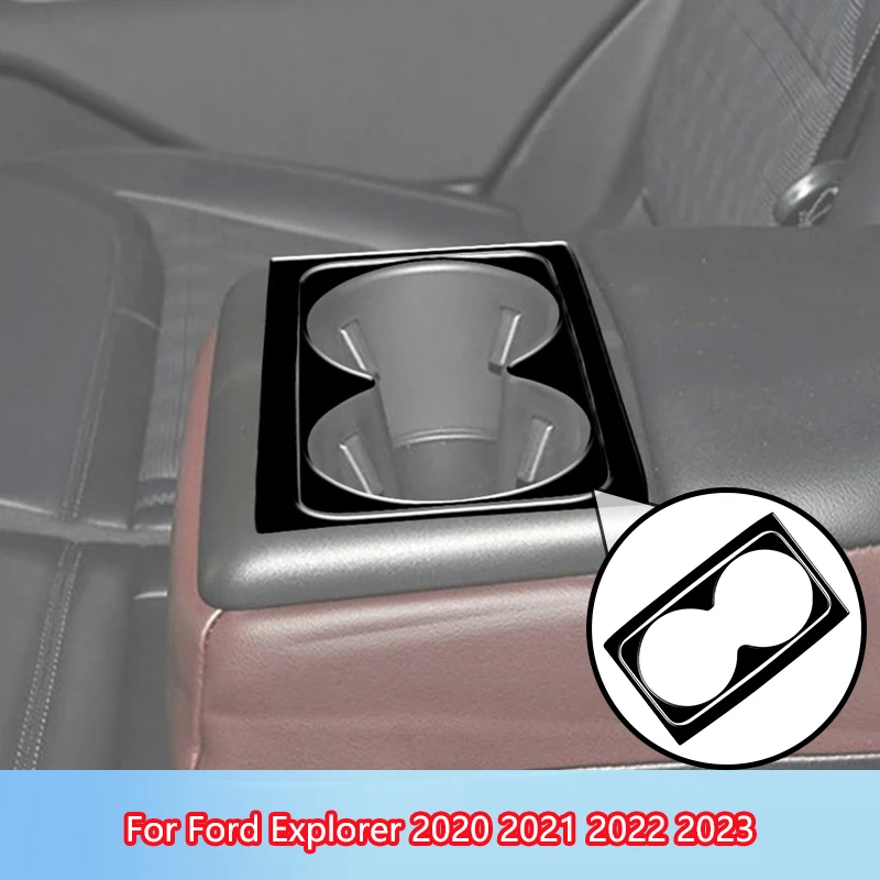 

Rear Water Cup Bezel Brand New ABS Gloss Black Stickers For Ford Explorer 2020 2021 2022 2023 Car Interior Accessories