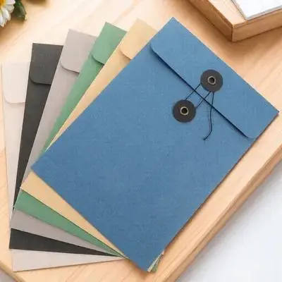 6pcs Large Thick Pockets String Button Document Folders Waterproof File Organizer Storage Bags For Office Use