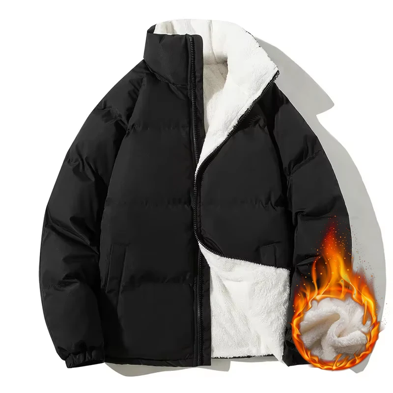 Parka Sherpa épaisse et chaude pour homme, Style Couple, ample, col montant, bouffante en polaire, coupe-vent, mode, manteaux quotidiens d'extérieur, hiver