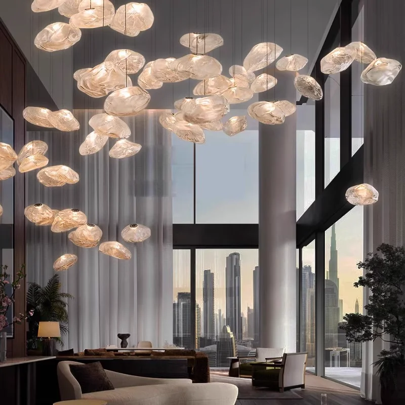 

Modern Smoky Glass LED Dimmable Chandelier Pendant Light for Dining Room and Staircase Hanging Indoor Decorative Lighting