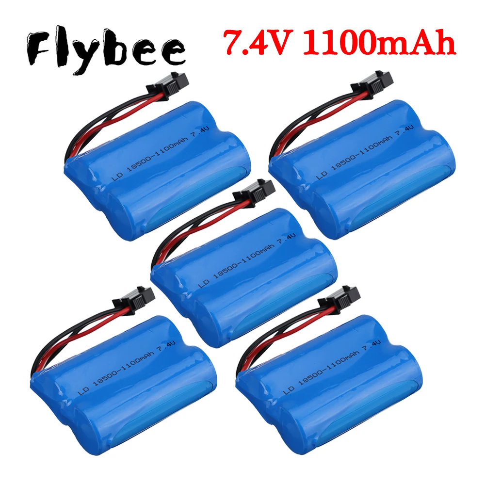 7.4V 1100mAh 18500 Lipo Battery For UDI R/C UDI001 UDI011 HuanQi 960 HJ813 HJ815 High Speed Boat Ship 3.7V*2 BATTERY SM-4P plug