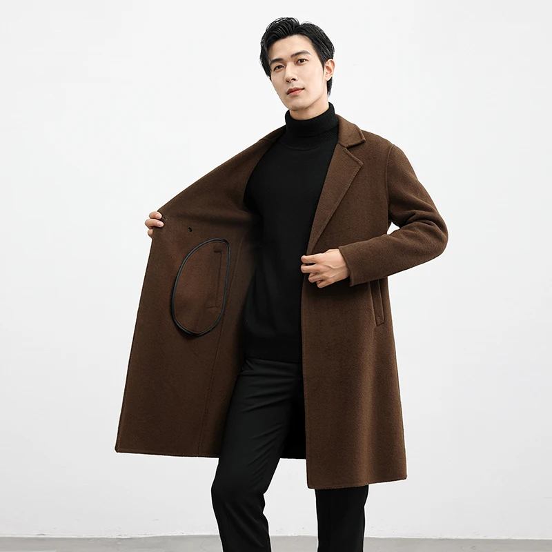 

Minimalist Men Cashmere Overcoats With Understated Refined Design Wool Coat Black Caramel Gray Topcoat Winter Gentlemen Attire