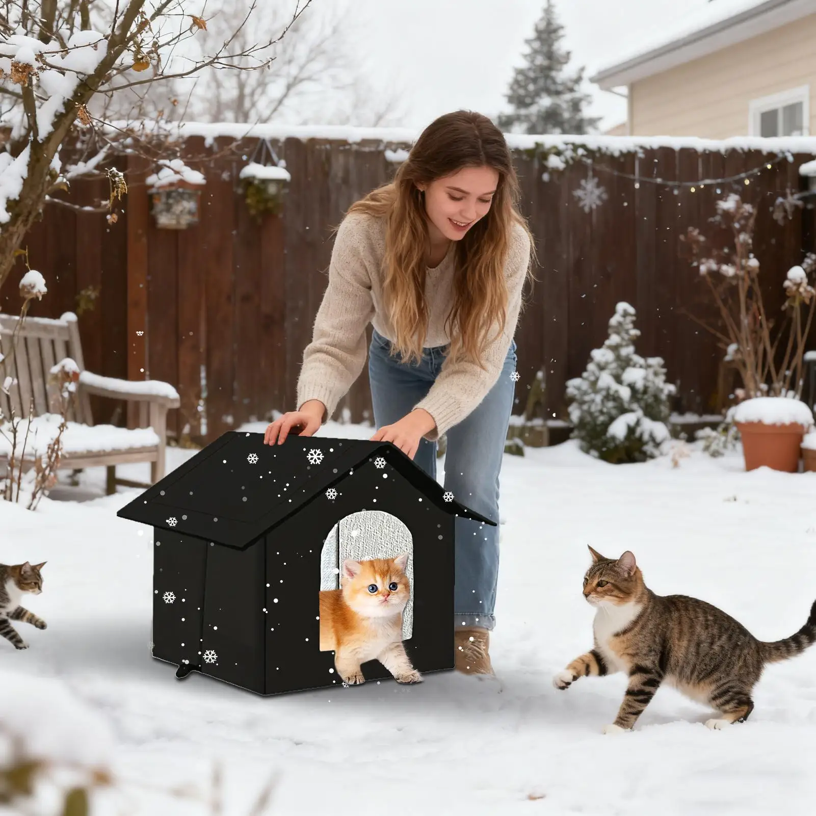 

Кровать для маленьких собак, теплый водонепроницаемый домик для домашних животных, кошачий домик для успокаивающих спальных котят, щенков, животных, путешествий, дома, на открытом воздухе