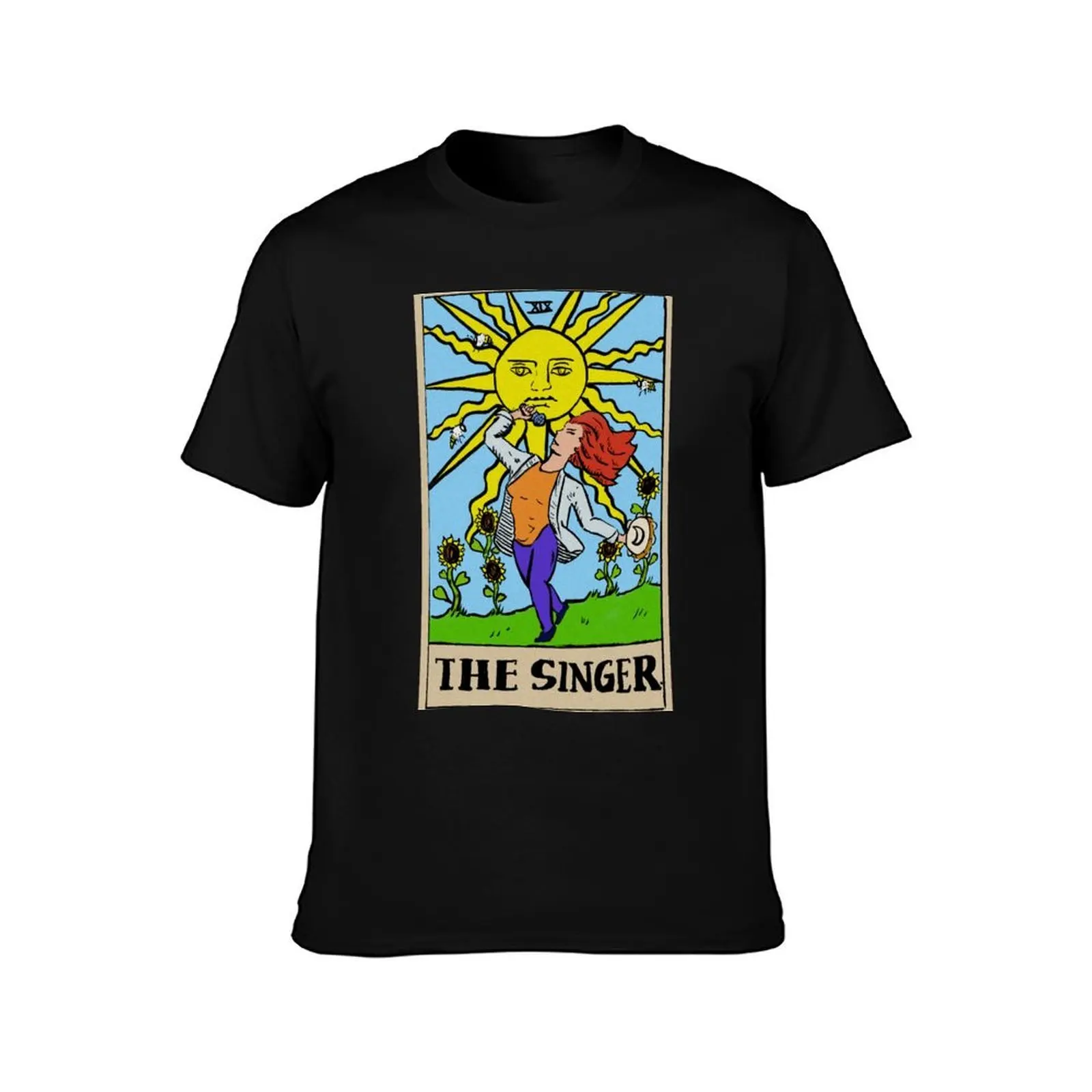 The Singer tarot card T-Shirt, Summer Casual Cotton Tee, Oversized Streetwear Tops, Vintage Graphic Print, Unisex Men Women