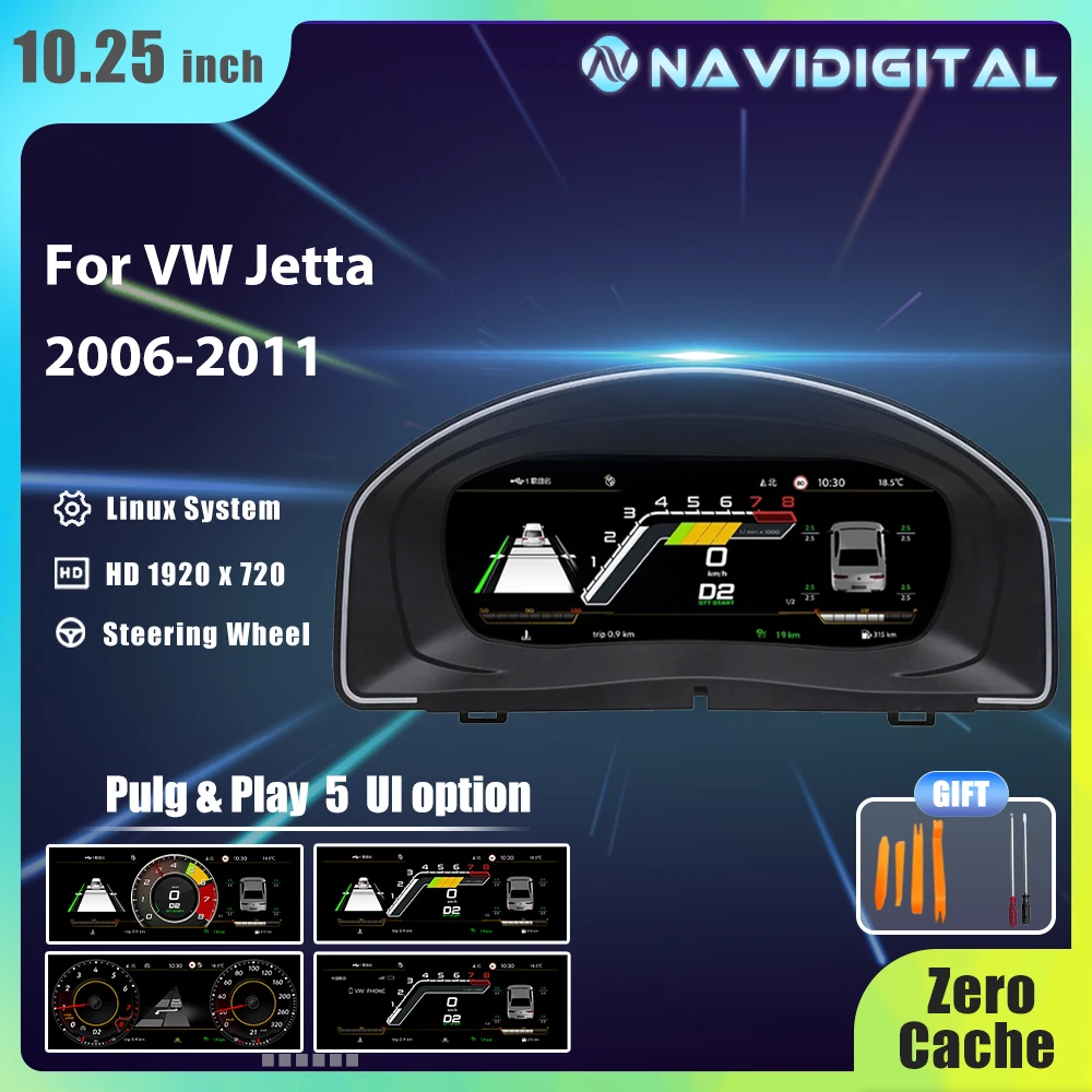 10.25'' Lcd Radio Instrument Paneel Cockpit For VW  Jetta 2006 7 8 9 10 11 years modify Auto Digital Dashboard Cluster