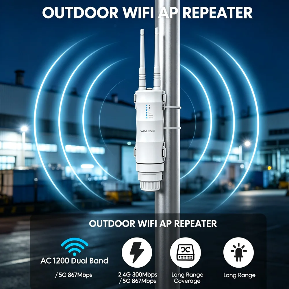 WAVLINK AC300/600/1200/1800/3000 Dual Band Outdoor Router Access Point Outdoor Long Range Wi-Fi Extender with Active/Passive PoE