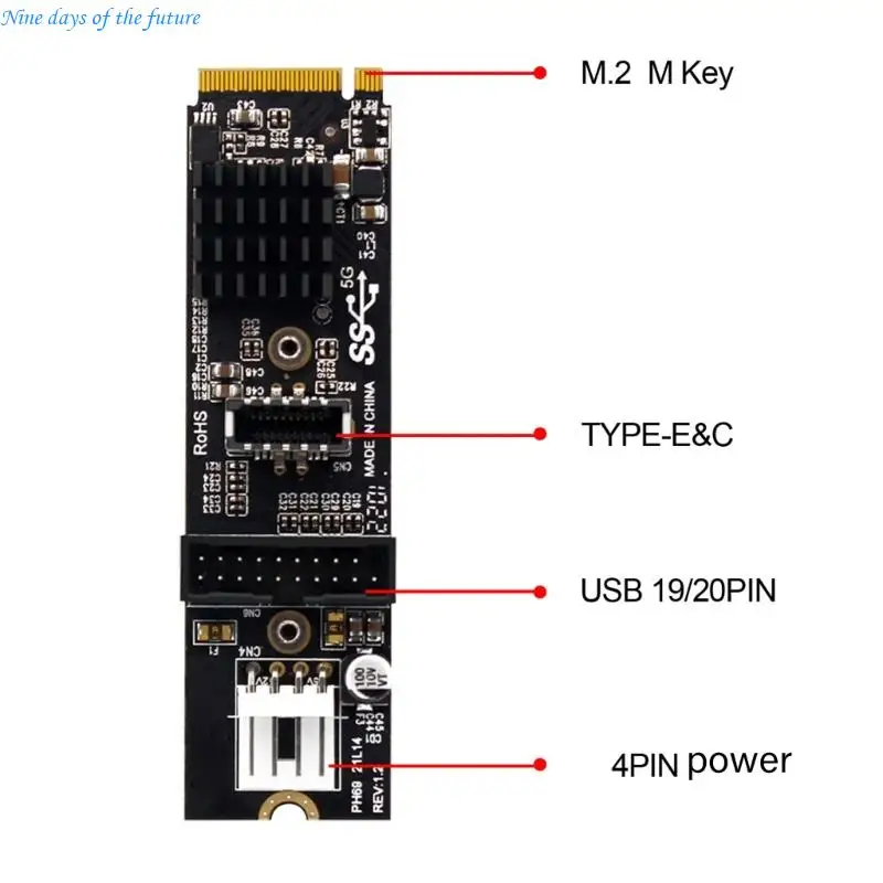 

M.2 MKey PCIe To USB 3.1 Conversion Card Enables Front Panel Type C E Connection And Driver Less Operation E65A