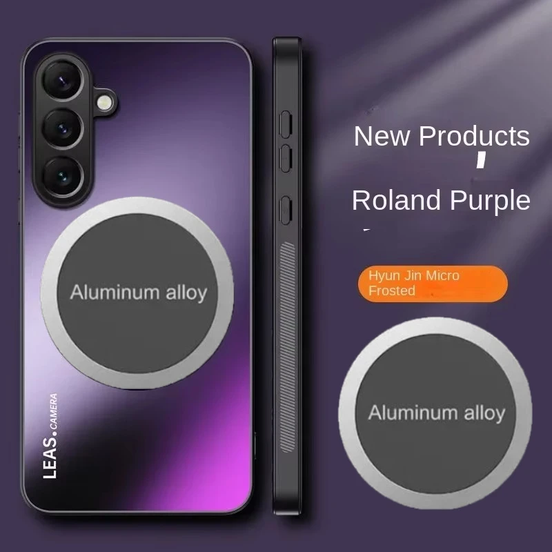 الفاخرة سيارة معدنية حامل مغناطيسي جراب هاتف لسامسونج S25 حافة الترا زائد FE S24 A55 A06 ماتي متجمد حماية غطاء سيليكون