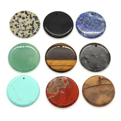 2pcs/pack Round Shaped Stone Pendants Natural Semi-precious Stone Agate Crystal DIY for Making Necklace Earrings 30mm 17 Colors