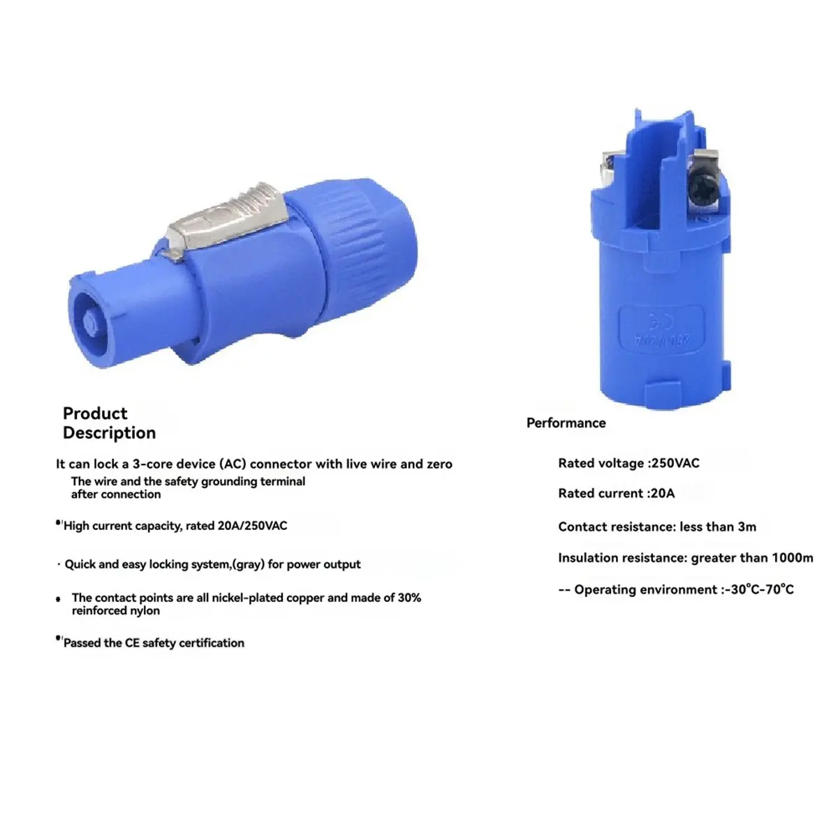 Fits for 20PCS Powercon Connector Male Plug Power Plug Adapter for Beam Light Stage Light Power Input Blue view 4