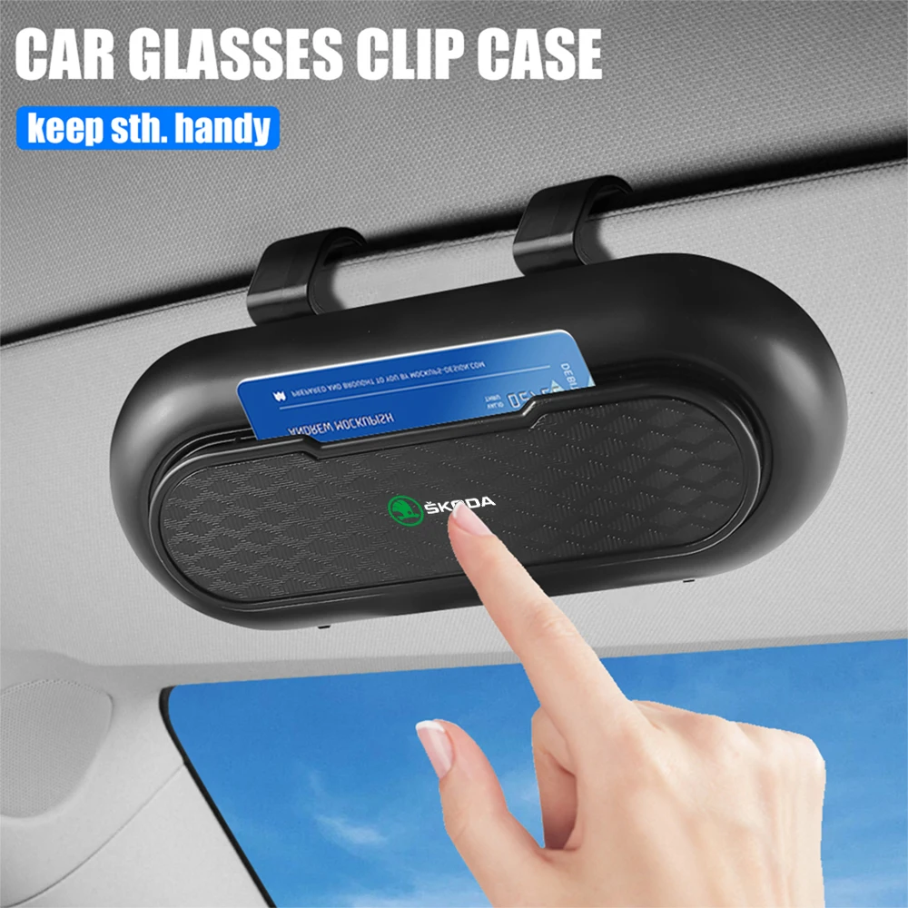 1PC Car Sun Visor Sunglasses Storage Box Interior Accessories For Skoda Octavia Fabia Kodiaq Superb Kamiq VII S Yeti Scala VRS