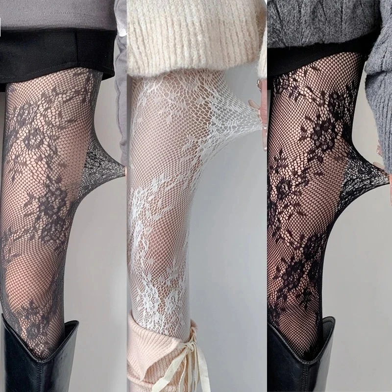 Stilvolle Maillard Vintage Spitzenstrumpfhose Sexy Hochelastische Strumpfhose Trendige Modische Strümpfe für Frauen Weiche Bequeme Strumpfwaren