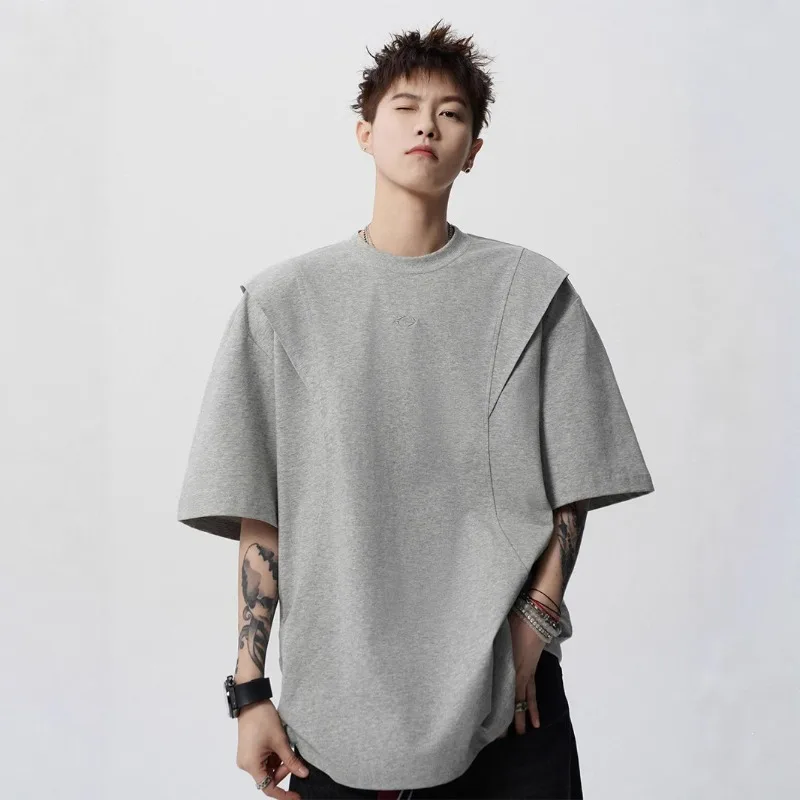 American High Street Round Neck Short Sleeved Men's T-shirt Summer Korean Fashion Casual Loose T-shirt Men's Tops Streetwear Y2k