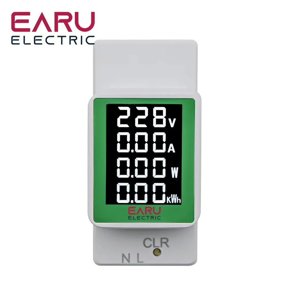 Din Rail 50-300V 100A Voltage Current kWh Energy Meter Power Comsumption Monitor Voltmeter Ammeter Watt Lcd  Display Power Meter