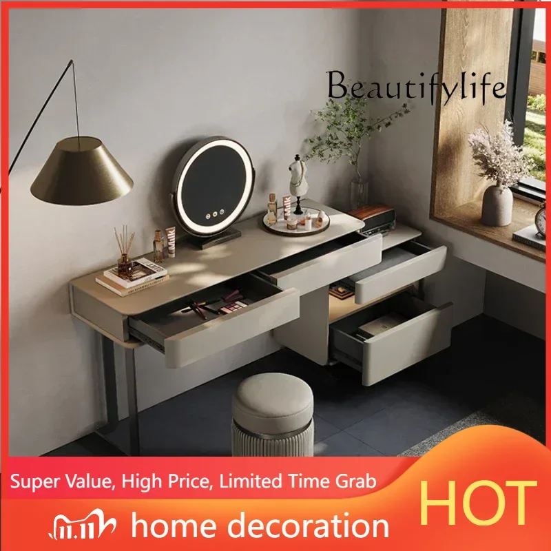 U X Luxury Storage Wood Vanity Table Mirror Stool Luxury Bedroom Dresser Organizer Beauty Comfortable Schminktisch Trendy