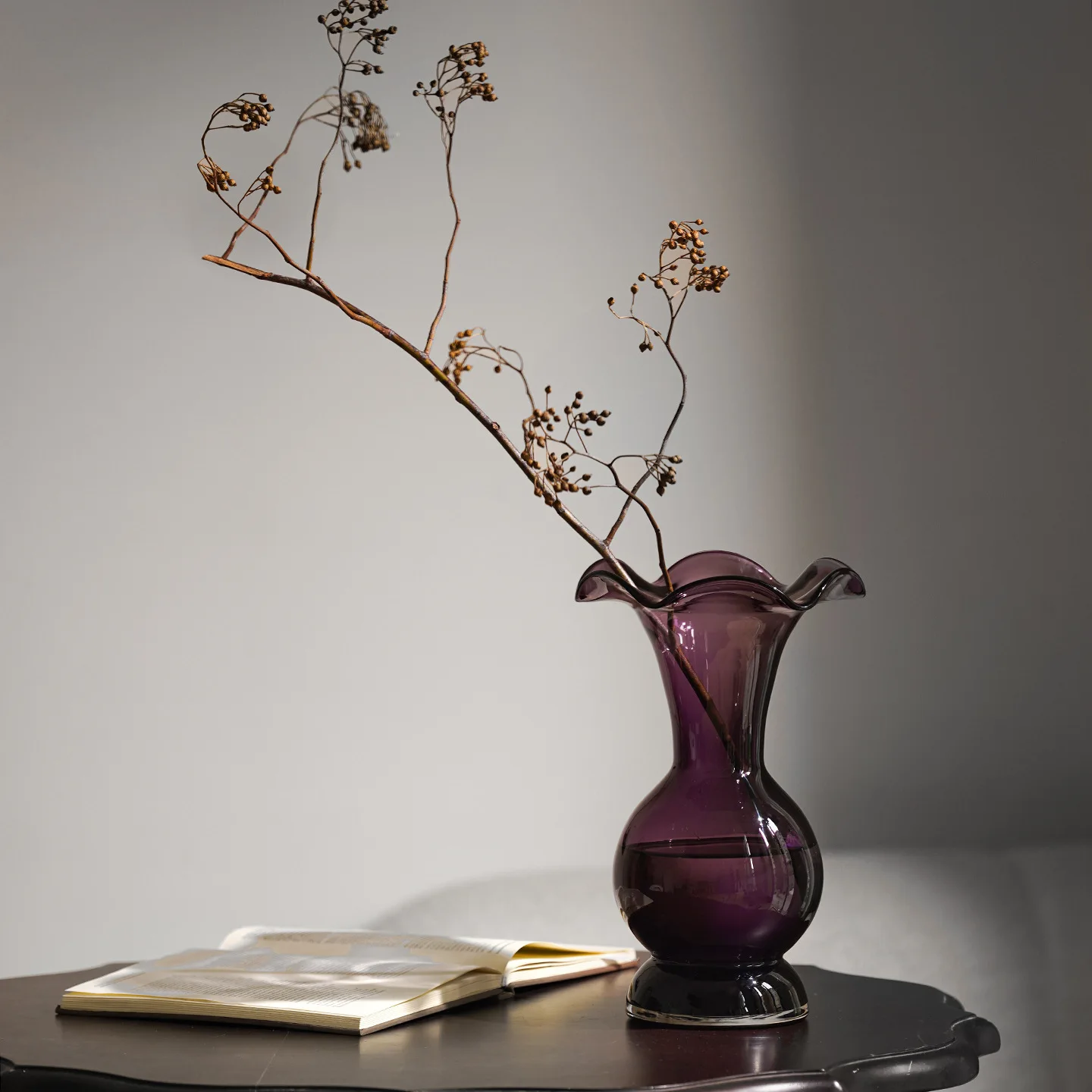 

YFY European style stained glass vase extra large flowers rich bamboo flower ware retro home decoration desktop purple