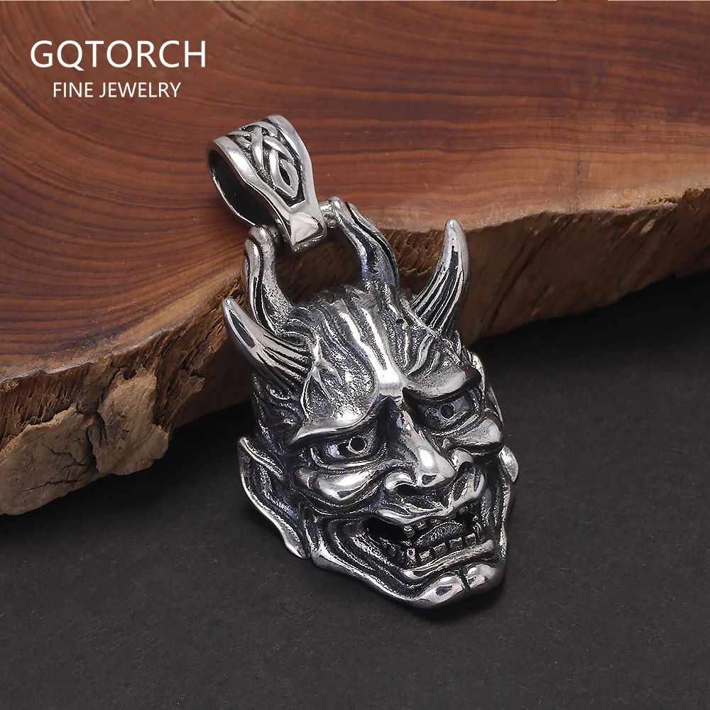 

925 Sterling Silver Hannya Pendant for Men Dragon Pendant 3D Thai Silver Punk Vintage Retro Male Jewelry