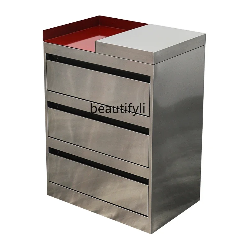 

xz1Hair Salon Tool Cabinet for Hair Salon Stainless Steel Barber Storage Locker Tool Car