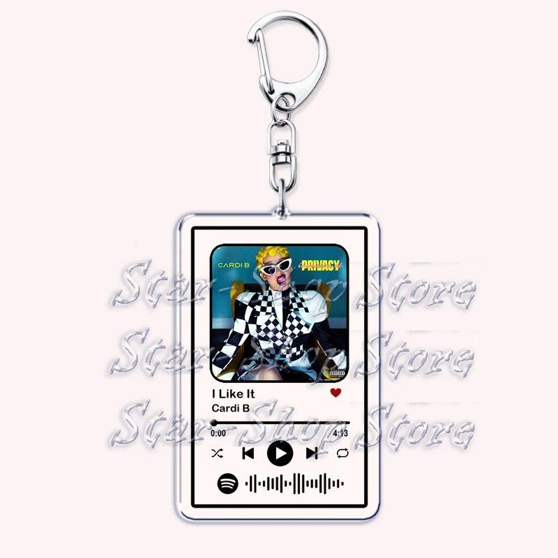 Popular Rap Singer Music Keychains for Women Bag Accessories I Like It WAP Bodak Yellow Rapper Playlist Keying Jewelry Fans Gift