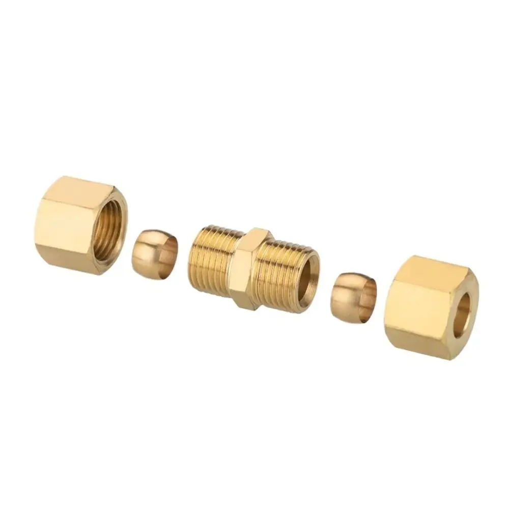 Coupling Brass Brass Compression Fitting Straight Multiple Sizes Tube Fitting Connector Compression Connector