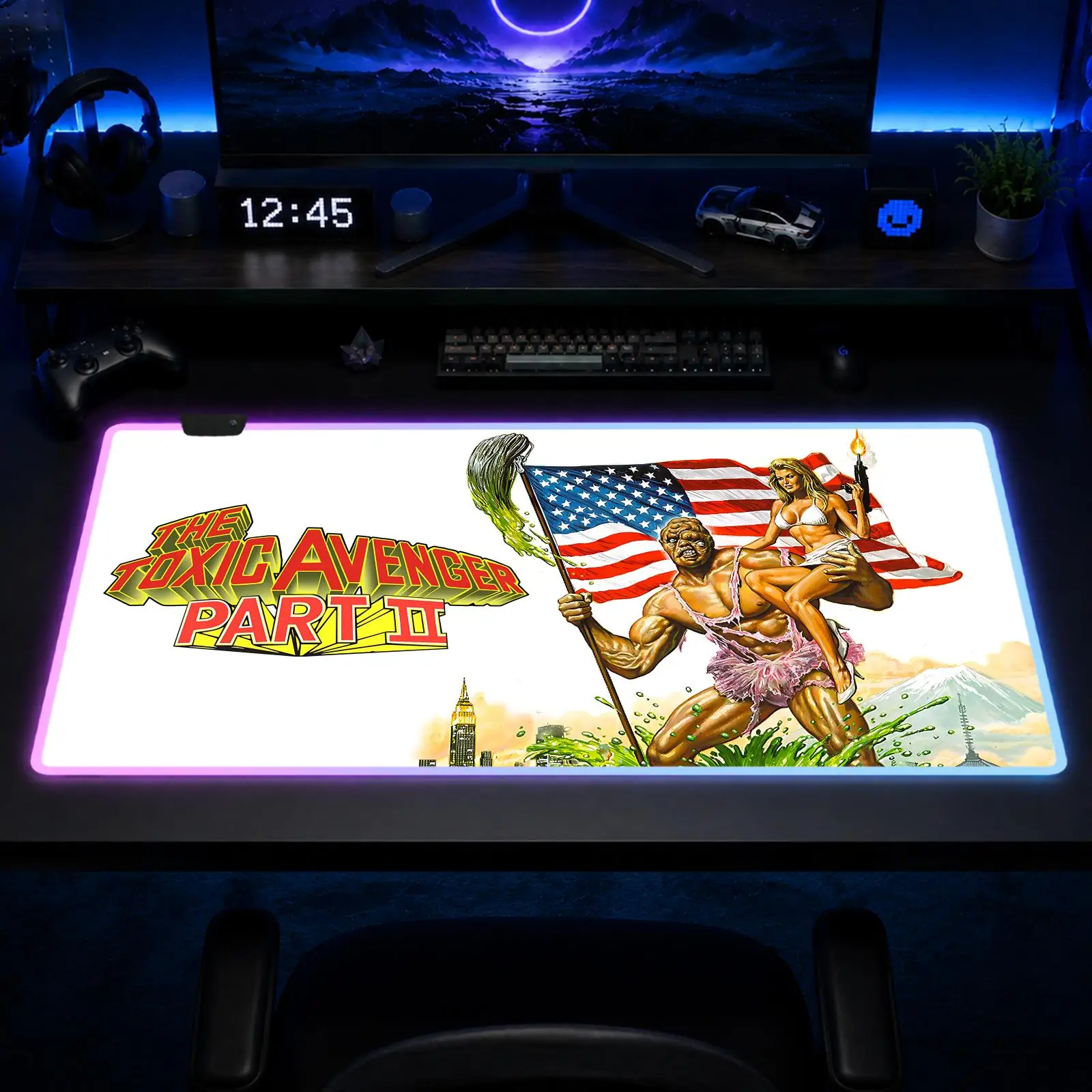 

The Toxic Avenger Mouse Pad Gaming Anime Mouse Pad XXL RGB Desk Mats LED Table Pads Backlit Rubber Desktop