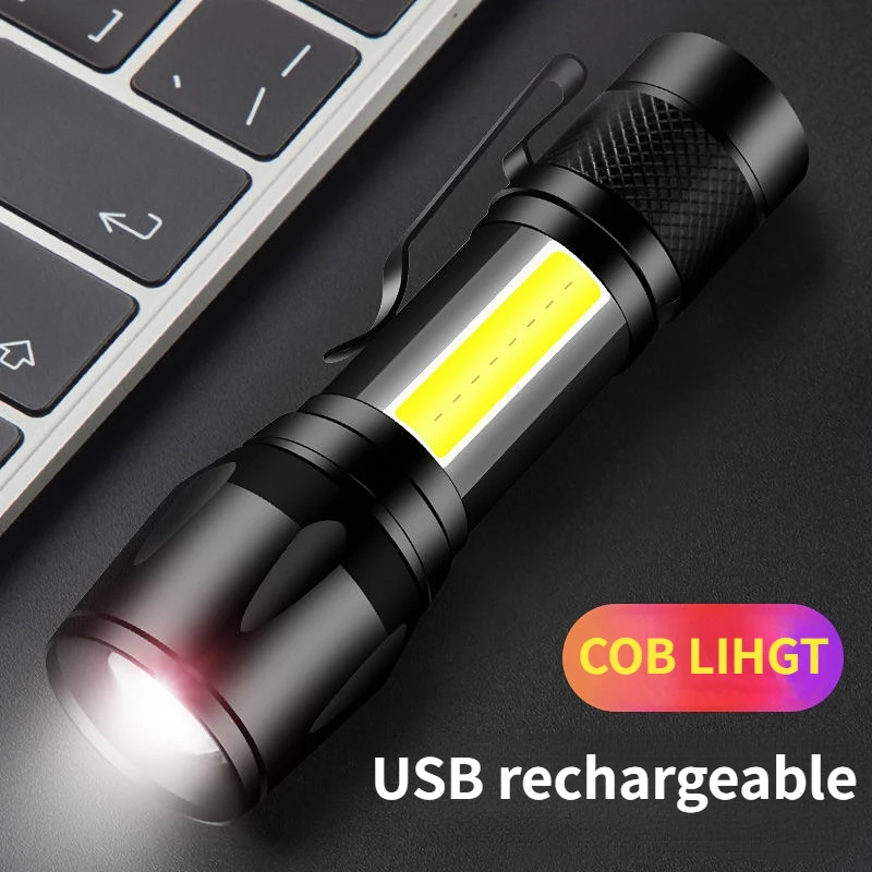 

Мини-светодиодная вспышка светильник USB перезаряжаемая фокусируемая вспышка большого радиуса освещения портативная ультра-яркая Бытовая маленькая лампа COB