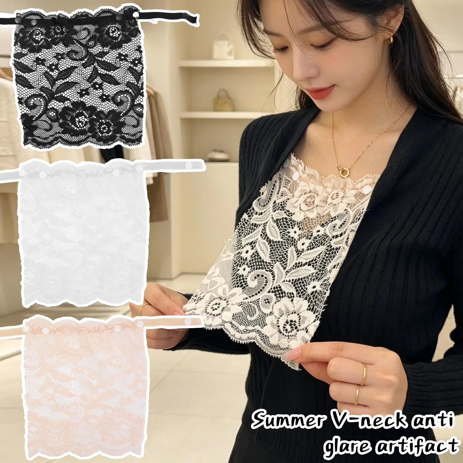 Button Adjustable Lace Bra Anti Glare Women's Top Seamless Chest Cover Fabric Cover Lace Invisible Bra Cleavage Cover Underwear