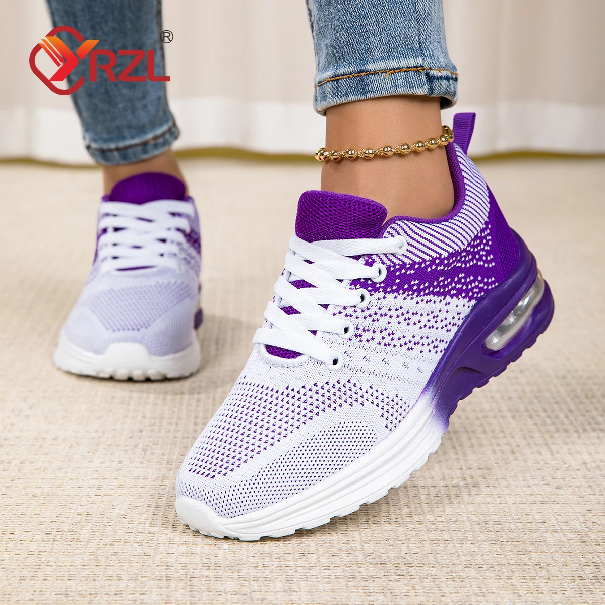 

YRZL Women's Sports Shoes Mesh Lightweight Soft Sole Jogging Breathable Non Slip Walking Casual Tennis Flat Shoes for Woman