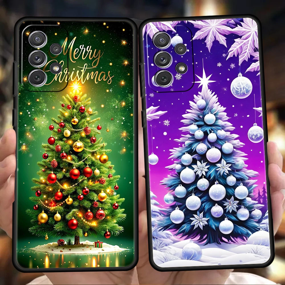 Phone Case for Samsung Galaxy A13 A15 A17 A22 A23 A25 A31 A32 A33 A35 A41 A51 A52 A55 5G Soft TPU Shell Snowflake Christmas Tree