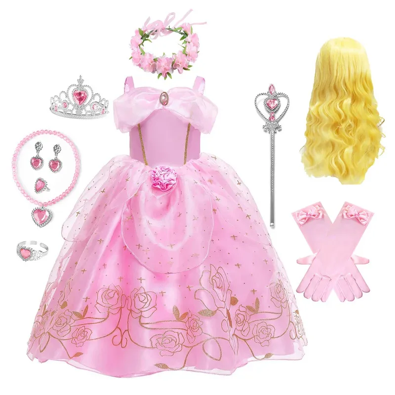 

Shiny Toddler Little Girls Movie Princess Sleeping Beauty Aurora Birthday Party Cosplay Halloween Fancy Dress