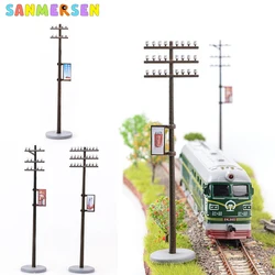 6Pcs Telephone Poles Set 1:87 HO Scale Gauge Model Train Landscape Diy Accessories Micro Landscape Power Poles Set