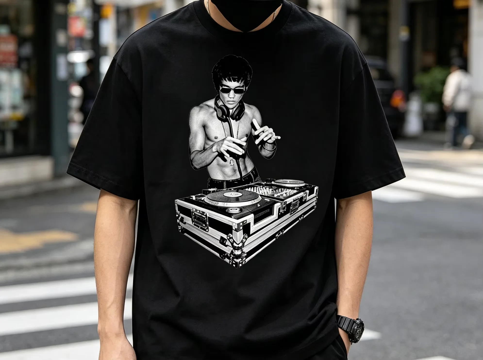 2026 New Hot Selling Movie Fan Tee, DJ Lee Inspired by Bruce Funny Tony Stark Kung Fu Graphic Short Sleeve Casual Tops