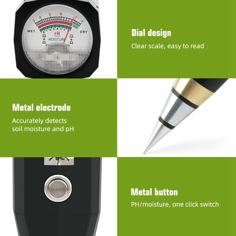 Soil PH Meter PH Moisture Meter เครื่องทดสอบความชื้นในดินสําหรับสวนกระถางผักเรือนกระจกเครื่องตรวจจับการปลูก