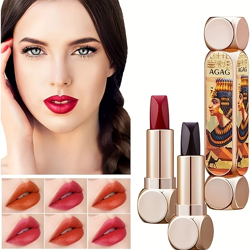 Dual-Tube 6-Shade Lipstick, Suitable for All Skin Tones, Matte Soft Fog Finish, Long-Lasting & Non-Sticky Cup Makeup