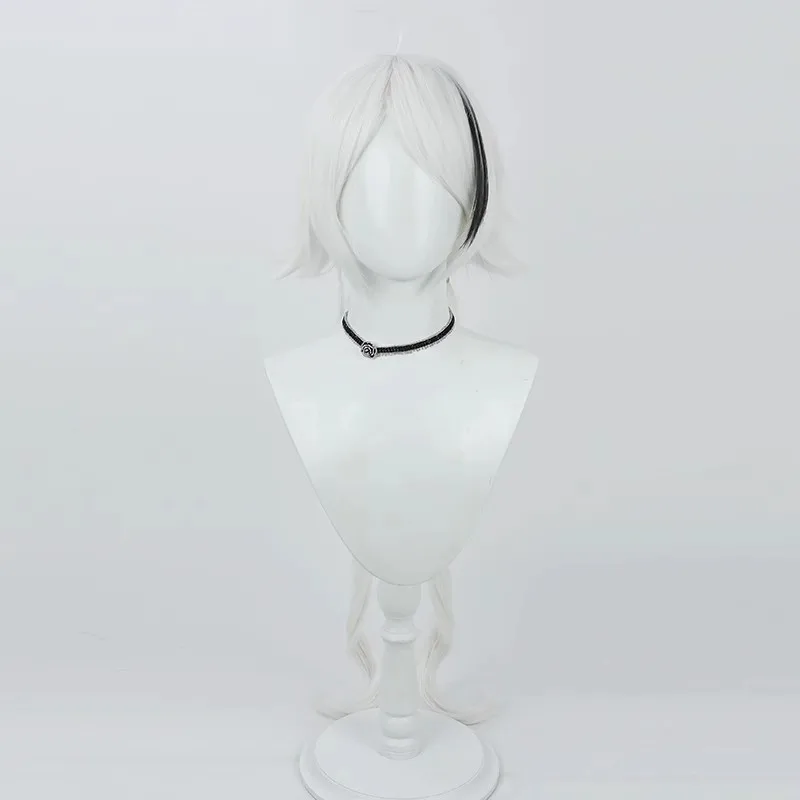 Arknights Tomimi Cosplay Wig, Pure White Scalp Cap Gradient Black, 5-Star Caster