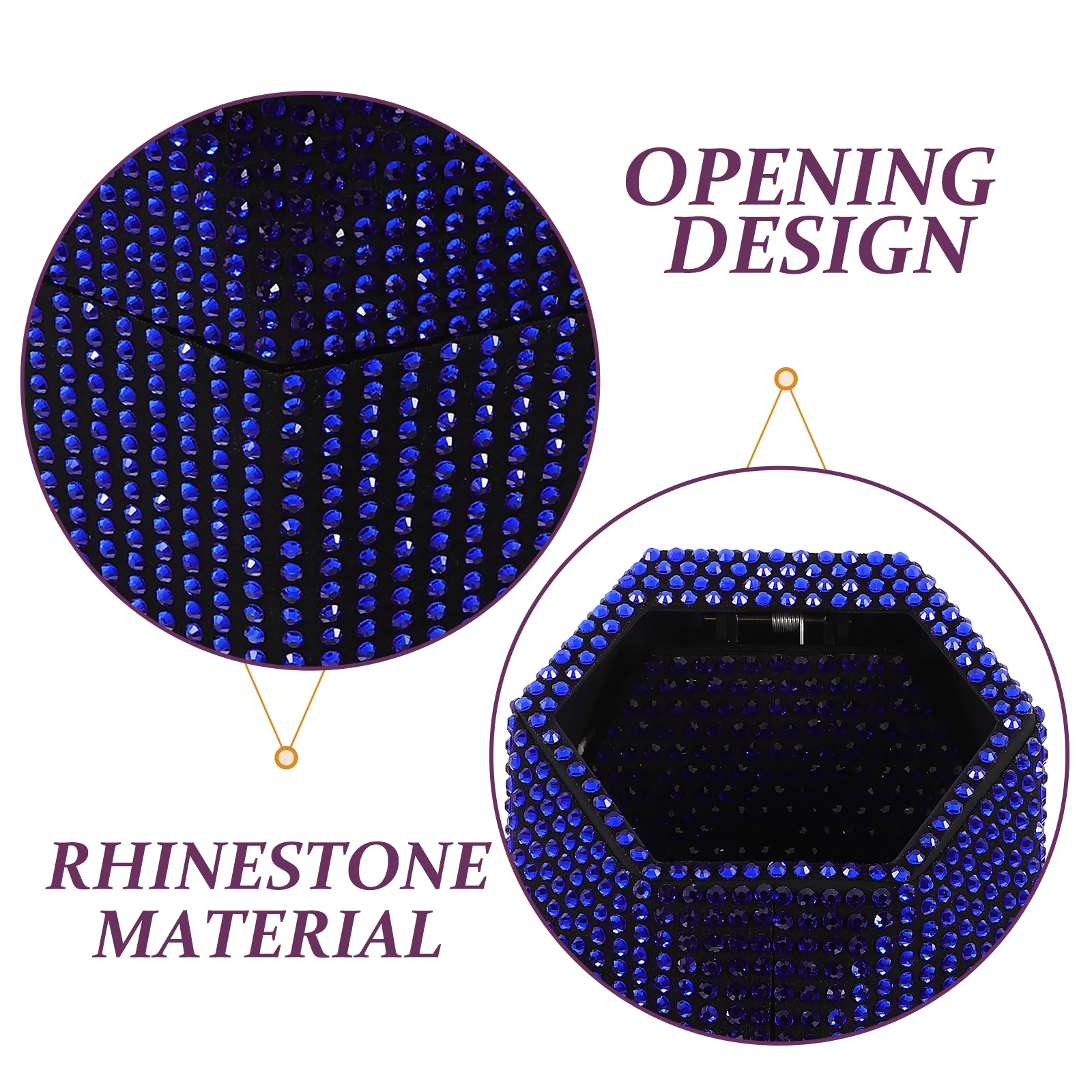 

Car Trash Can Garbage Automobile Supply Rhinestones Automotive Blue Rubbish Bin Office