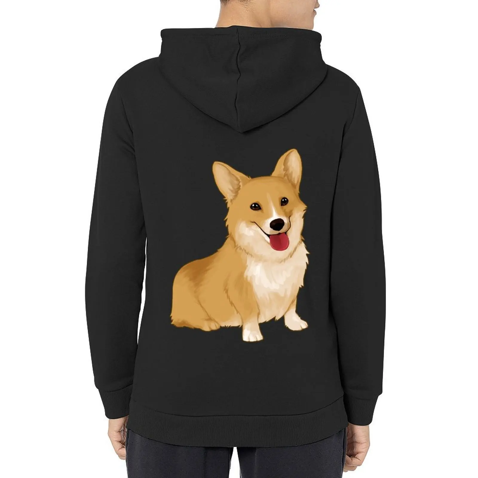 

Cute smiling corgi Hoodie men's coat autumn clothes men wear clothes for men new in hoodies and blouses