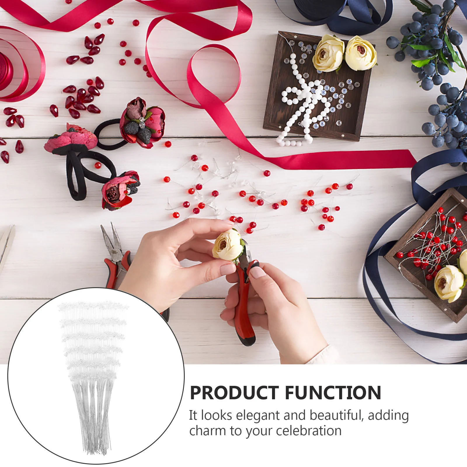 

100Pcs Artificial Pearl Sticks Plastic Bouquets Durable Wedding Party Garland DIY Bridal Bouquet Supplies Vase Centerpiece