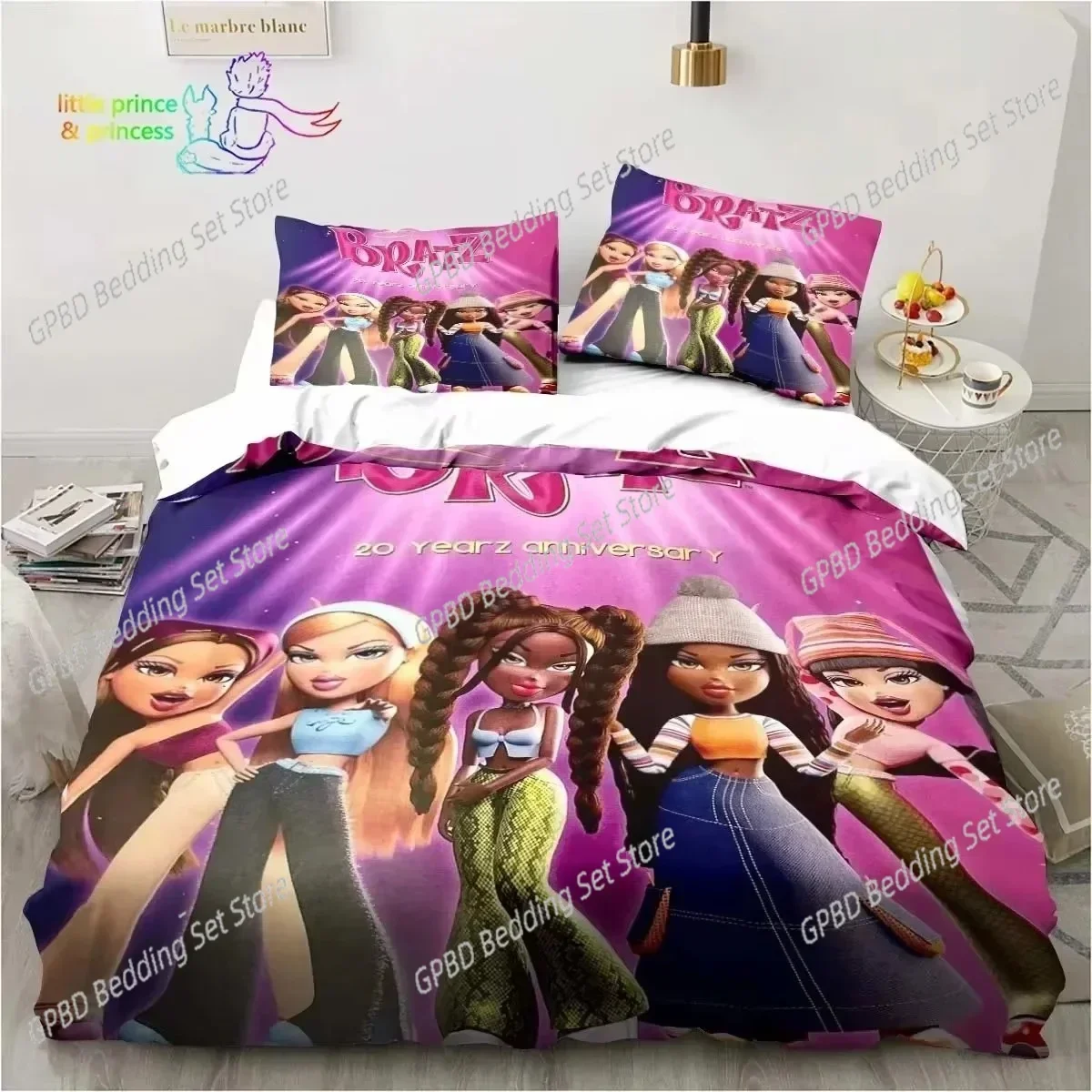 

Luxury New Cartoon Bratz Doll 3D Print Bedding Set Single Twin Full Queen King Size Bed Set Adult Girls Bedroom Bedding Gift