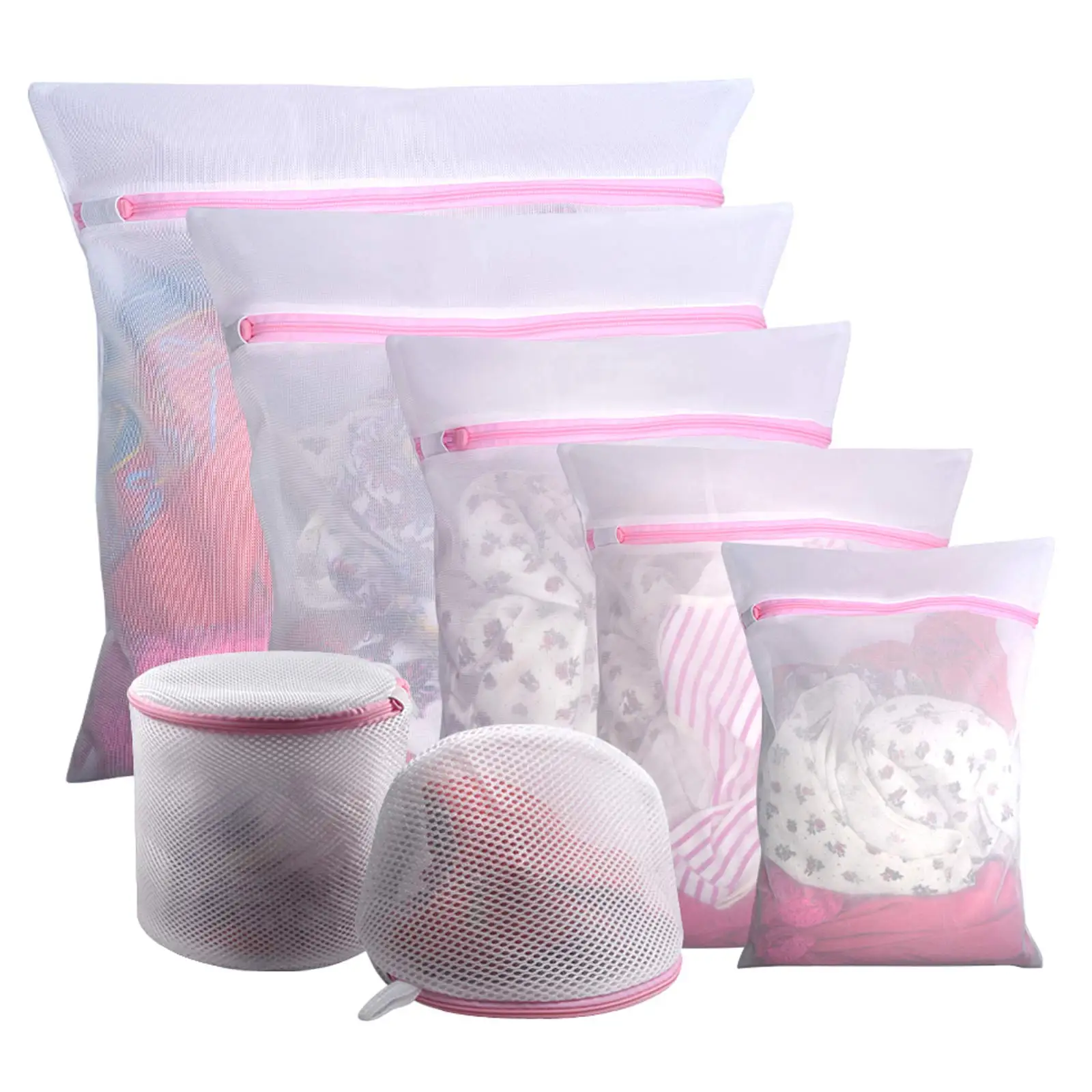 7Pcs Mesh Laundry Bags with Zipper, Travel Storage Organizer Bag, Clothing Washing Bags for Blouse, Bra, Stocking, Underwear