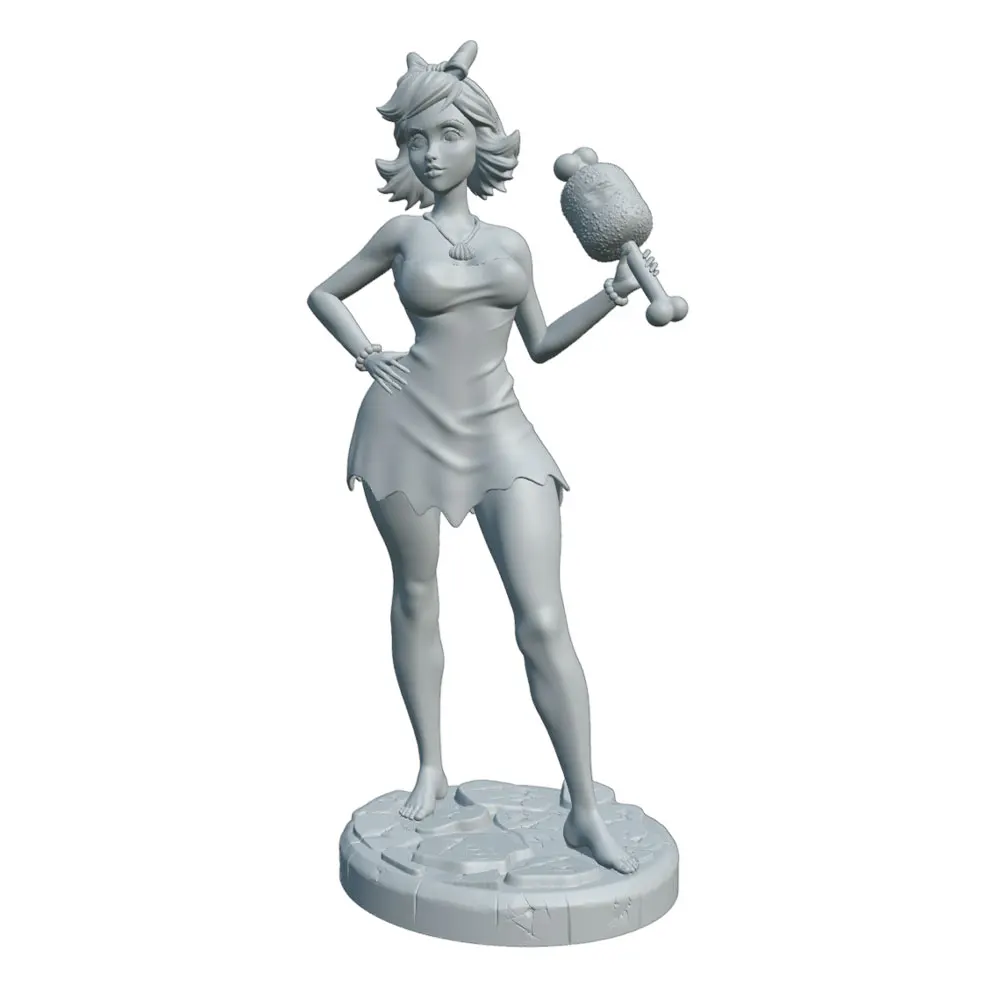 1/24/12/6 Cartoon girl with bow short hair, cute girl holding food resin model kit, 3D printed gray statue, not colored