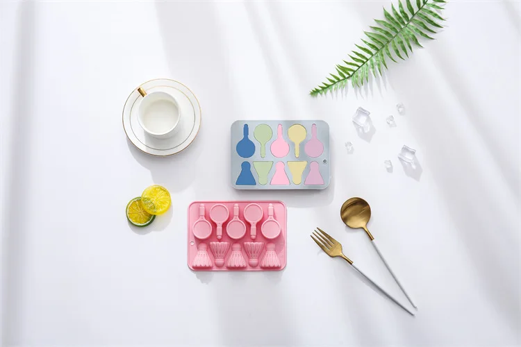Food Grade 10 Badminton Racket Silicone Ice Lattice Ice Cube Chocolate Candy Baking Cake Mold Epoxy