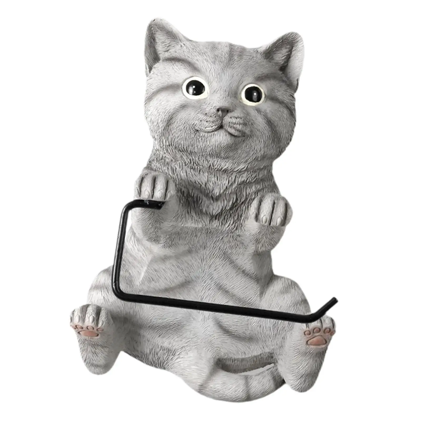 Elegant Cat Toilet Paper Roll Holder Resin Wall Mounted Cute Tissue Holder Novelty Bathroom Kitchen Accessory for Apartment