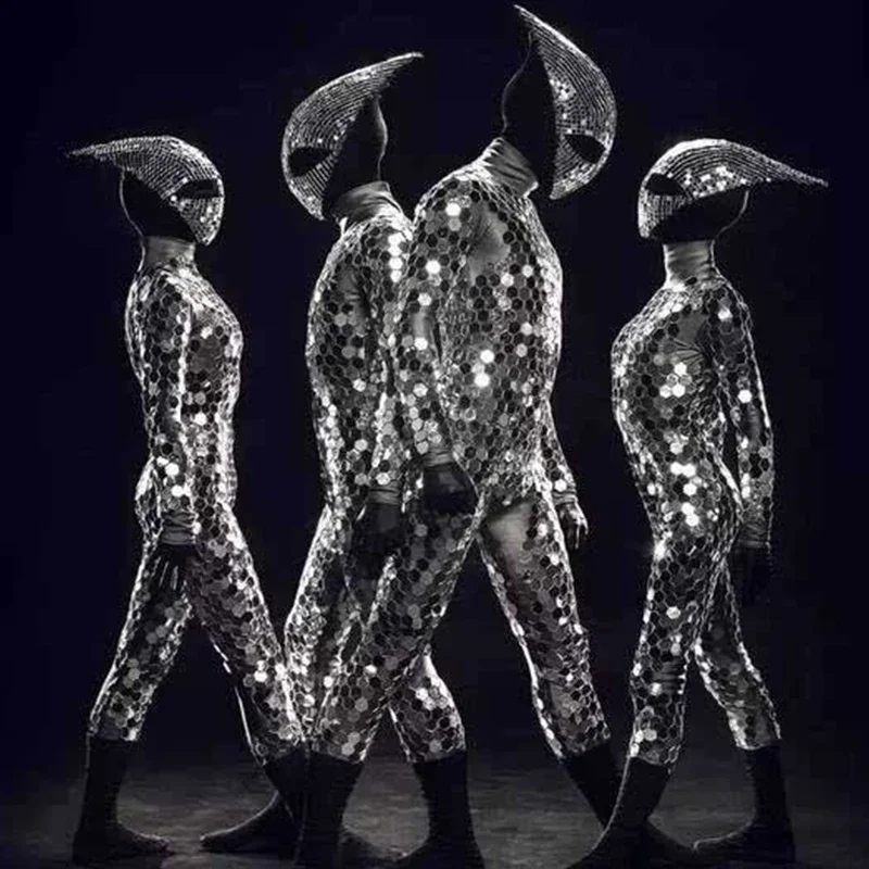 Costume da specchio Donna Uomo Costume da palcoscenico a specchio Ds Dj Abbigliamento da spettacolo per feste Tuta da discoteca Bar GoGo Set di abbigliamento da ballo