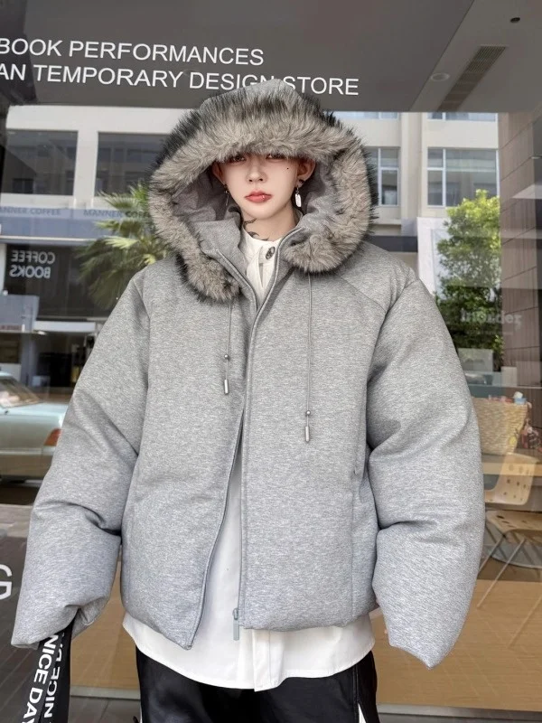 

Мужская утепленная хлопковая куртка TANGZ Studio с капюшоном, на молнии, однотонная, универсальная, свободного кроя, молодежная, модная