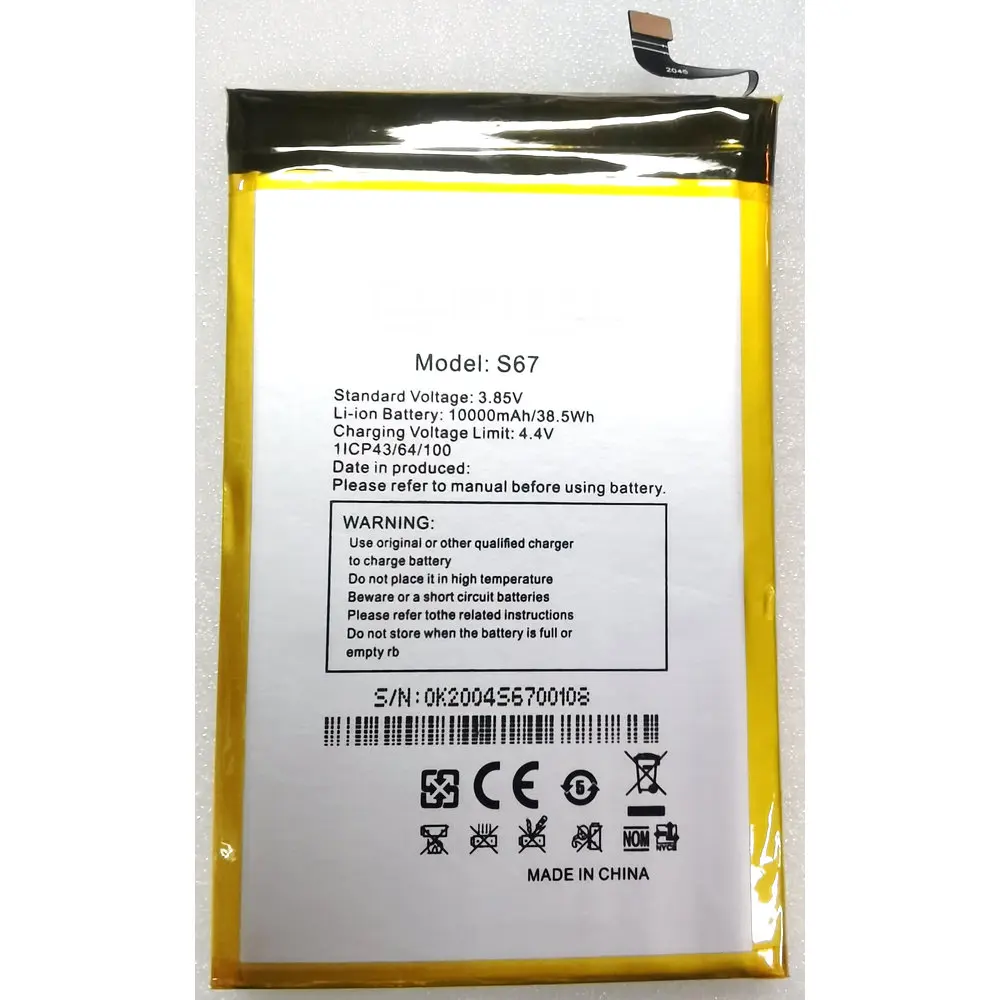 

New 10000mAh S67 Replacement Battery for Oukitel K12 Mobile Phone