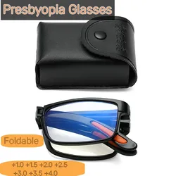 Women Men Portable Eyewear TR90 Anti-blue Light Foldable Reading Glasses With Box Farsight Eyewear Diopters +1.0 +1.5 To +4.0